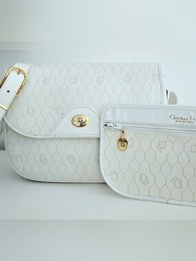 Authentic DIOR Set Honeycomb Versatile Shoulder Crossbody Pochette Wallet 2pc